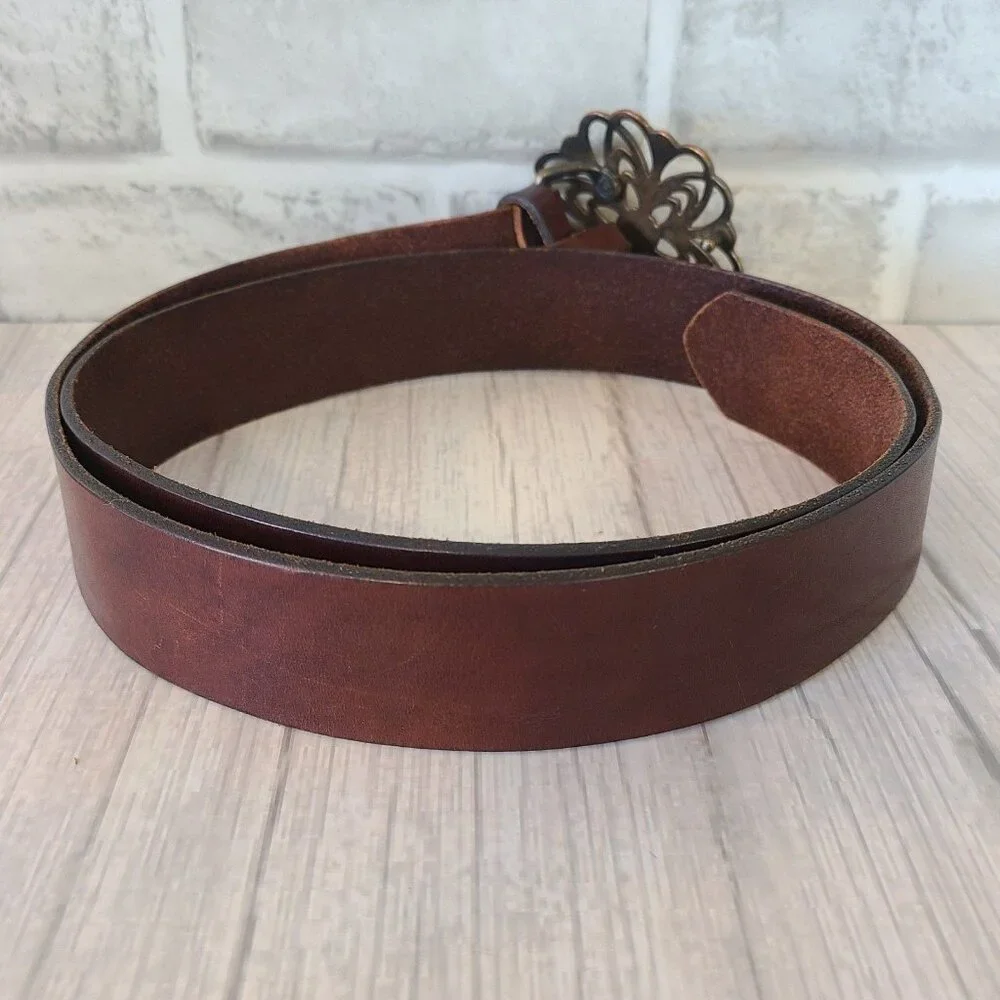 Vintage Old Navy Italian Leather Belt Boho Buckle Womens Measures L USA - Picture 2 of 8